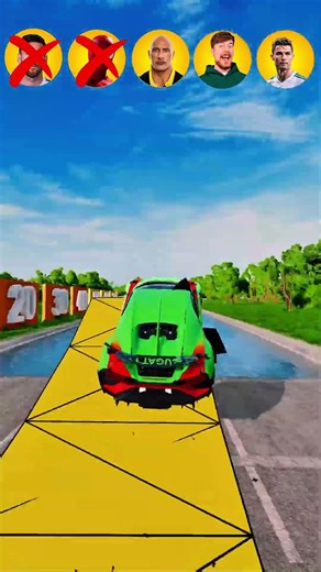 SPIDER MAN VS DWAYNE JOHNSON, MESSI RONALDO MR BEAST CHALLENGE 🚘🚧 #beamngexperiments #beamngshorts