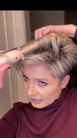 Sharalee's Box of Chocolates on Instagram: "A little hair fun with the curling iron Check out the full tutorial with products on my YouTube channel Link in my bio: @sharaleesboxofchocolates #pixiecut #pixiestyle #undercutpixie #hairtutorial #pixiesarefun #curlypixie"