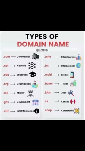 Common domain name types you should know 🌐#FactRush#domain#internet#technology#facts#shorts