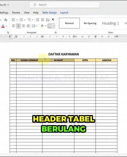 Cara Membuat Header Tabel Berulang di Microsoft Word