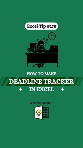 Excelhacks101 | Daily Excel Tips on Instagram: "Deadline Tracker in Excel 🖱️📊 Super handy for fast data changes & clean dashboards! Don’t scroll away — Save this for later 🔖 #exceltips #data #exceltricks #excel #excelhacks"