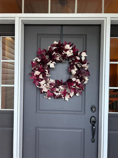 Fall Burgundy Leaves Wreath - Etsy