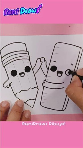 Dibuja una regla y un lápiz adorables en minutos 📏💛✏️ #shorts #dibujoscreativos #tutorial