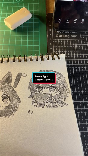 Tiki Tiki Tii~ | everynight #draw #everynight #chibi #watermelon #honkaistarrail