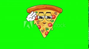 pizza cartoon character with a saluting face, emoji emoticon animation