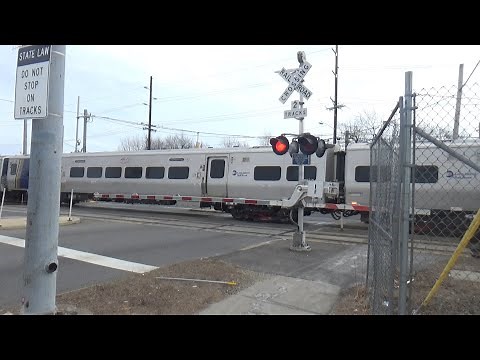 LIRR M9 to Ronkonkoma & M7 to Penn Station with 3 Mins of Mechanical Bells - Grant Ave Crossing