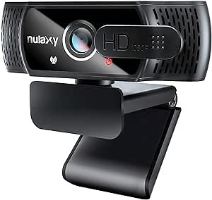 Nulaxy USB Webcam with Microphone, HD 1080p Webcam with Privacy Cover for Laptop PC Desktop, HD Light Correction, Web Camera for Video Calling, Online Classes, Skype, Zoom, FaceTime, Smart TV
