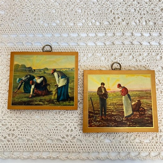 Vintage Farm Scene Wall Plaques | Miniature Country Prints | Rustic Cottage Decor - Etsy