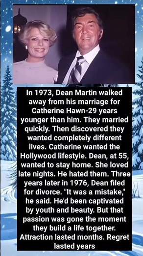 In 1973, Dean Martin walked away from his marriage for Catherine Hawn-29 years
