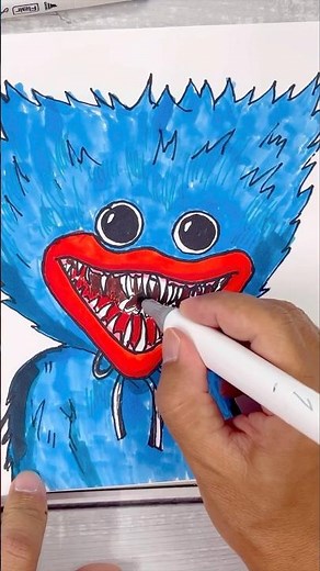 How to Draw Huggy Wuggy Scary Face - Step by Step for Beginners #shorts #drawing #huggywuggy