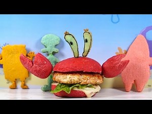 스펀지밥 집게사장 모양의 게살버거 만들기! Let's make Mr.Krabs crab burger!