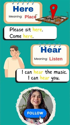 Difference between "HERE & HERE" #speakenglish #pronunciation