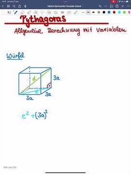Pythagoras Allgemeine Berechnung Raum Diagonale im Würfel #mathe #abi #Shorts #Viral #mathetrick