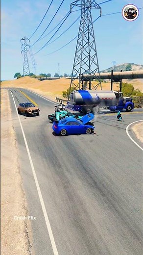 Realistic Highway Car Crashes🚗💥 #realisticcarcrashes #carcrashes #beamngdrive