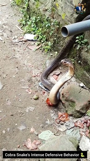 Cobra Snake’s Intense Defensive Behavior 🐍 #Cobra #SnakeBehavior #Wildlife