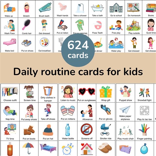 Daily Routine Cards for Kids / Visual Schedule Printable Toddler Routine Chart / Routine Cards Preschool Chore Chart / Bundle - Etsy