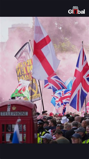 65K views · 618 reactions | Central London on Saturday saw one of the biggest protest demonstrations in recent UK history, with more than 100,000 people taking part. The protest was led by anti-immigration activist Tommy Robinson, and police confirmed that several officers were assaulted during the march. #IndiaTodayGlobal #London #antiimmigrationrally | India Today | Facebook