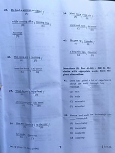 Questions 35-40: Identify the error in the sentence or choose '... | Filo