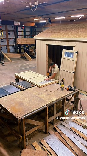 Building a set of shed doors with transom windows for a 6’ door opening. Enjoy! Keep in mind that working at these speeds is not recommended by most healthcare experts and this was performed by a professional. #bluecollar #michiganshedbuilder #fyp #foryou #foryourpage #shedbuilder #shed #builder #buildersoftiktok #theshedguy #dirtyhandscleanmoney #shedbuild #timelapse #shedshop #sheddoor #transomwindow