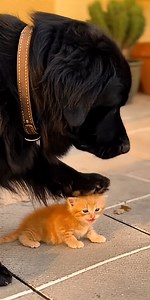 A big black dog gently reaches out to a tiny orange kitten… but the kitten cries, and within seconds, the mother cat rushes in and gives the dog a protective slap! 🐱🔥 This emotional and dramatic moment shows the pure love and loyalty of a mother cat defending her baby. Watch till the end — the stare-down is intense! 👀❤️ 👉 If you love animal moments, don’t forget to LIKE & FOLLOW | FurReal Cinematics