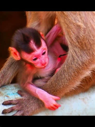 Adorable nice just newborn monkey