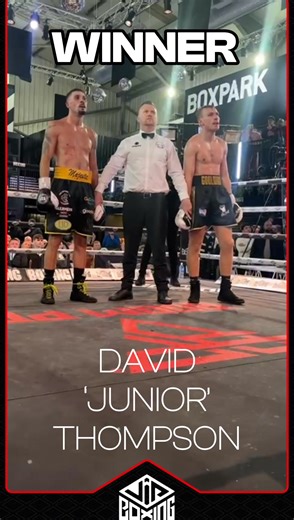 🥊 Winner! 🥊 After a tough six-round battle with Connor Goulding, Junior Thompson comes out on top! 💥👊 Another strong performance from the unbeaten prospect at Liverpool Box Park 🔥 #JuniorThompson #VIPBoxing #FightNight #LiverpoolBoxPark #TeamVIP #ProBoxing #Winner | VIP Boxing Promotions