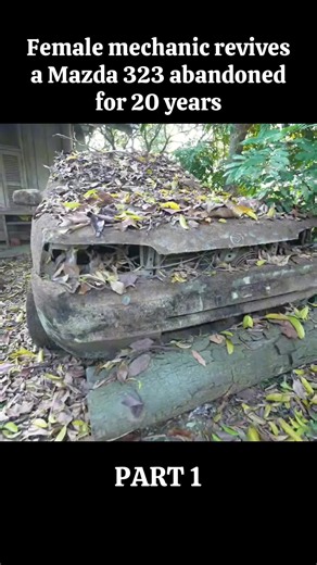 Female mechanic revives a Mazda 323 abandoned for 20 years