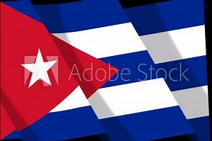 Looping animation of the Cuba flag with alpha channel, waving flag 4k animation footage on transparent background