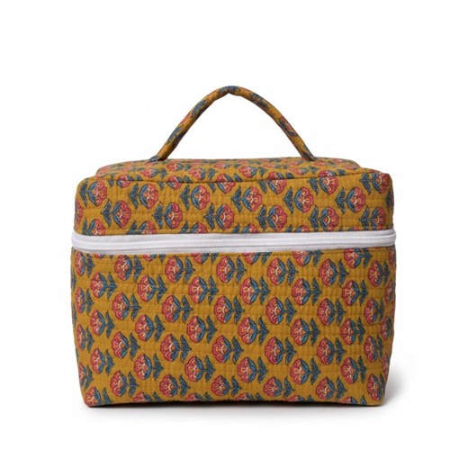 Floral Quilted Cotton Vanity Case: Boho Travel Cosmetic Organizer Bag - Etsy