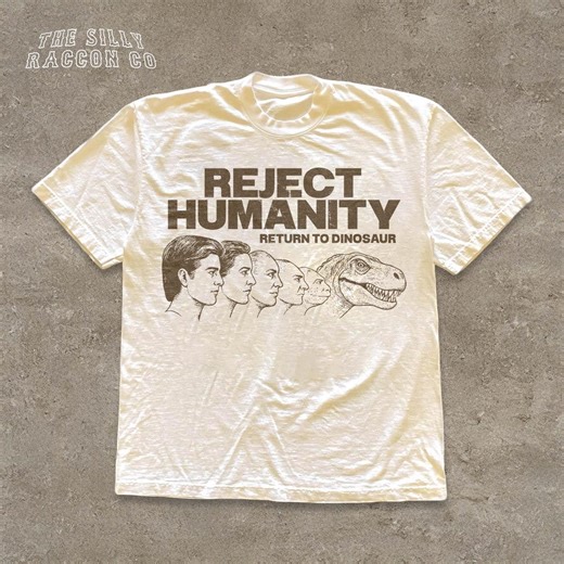 Vintage Cursed Meme T-shirt, Reject Humanity Return to Dinosaur Retro T-shirt for Men Women, Funny Graphic Tee, Gift for Gen Z - Etsy