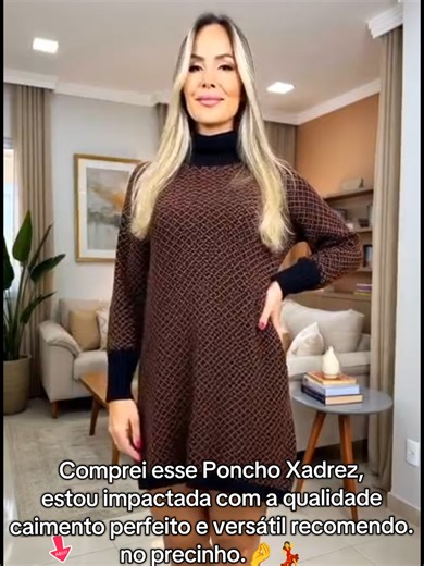 Poncho tricot Xadrez Feminino #poncho #ponchofeminino #modafeminina#saojoao #outonoinverno