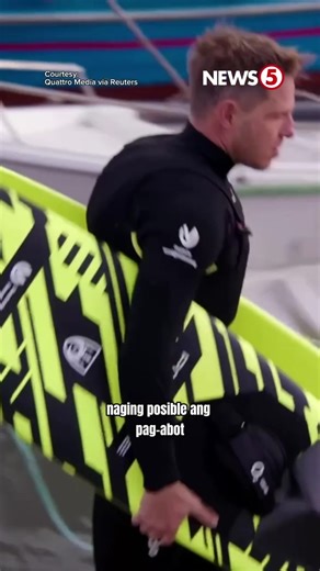 EPIC! 🏄‍♂️🌊 Nalagpasan ng German surfer na si #SebastianSteudtner ang kanyang sariling record sa Nazaré, Portugal. Sinasabing ito na ang pinakamalaking alon na matagumpay na na-surf. #News5 | via Reuters | News5