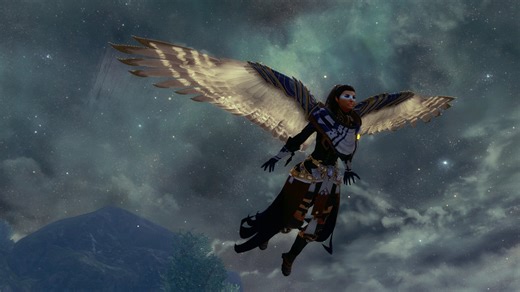 With these new, gorgeous wings, you can become a fearsome fallen angel with one wing or a fully divine being with two wings! Check out what's new in the #GuildWars2 Gem Store: https://www.guildwars2.com/news/witness-feathered-beauty-with-the-graceful-bladed-wings-package | Guild Wars 2