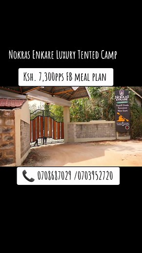 NOKRAS ENKARE LUXURY TENTED CAMP. Magnificent place to explore👌🏻. Executive Tents: 9,650 per person sharing on Fullboard meal plan per night. Executive Rooms: 8,750 per person sharing on Fullboard meal plan per night. Deluxe Rooms: 7,300 per person sharing on Fullboard meal plan per night. Rates above include; - 1 night accommodation -Meal plan on fullboard -Access to the hotel amenities and free wi-fi -Access to the swimming pool Lipa pole pole option available. Single and Non Residents rates