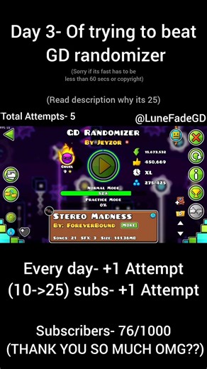 Day 3- Trying to beat GD randomizer (Read description)