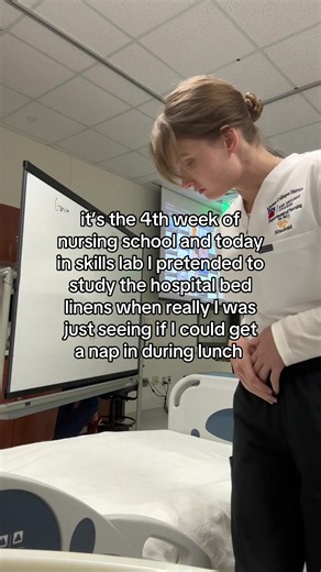 please I am so tired but I finally figured out that tucking in my scrubs top does miracles rather than leaving it over #nursingschool #nursingschool #school #nurse