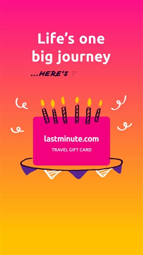 For their birthday, treat them to their next adventure. With lastminute.com Travel Gift Cards, they can travel anywhere in the world with over 400 airlines and more than 2 million hotels and accommodations. You choose the amount, and it's ready in just a few clicks. Ideal for group or last minute gifts. | lastminute.com