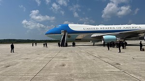 Biden's visit to Maine on Air Force One draws dozens of Mainers to Brunswick