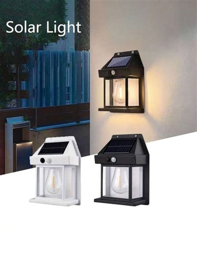 4/2/1pcs New Solar Wall Lamp, Solar Induction Lamp, Tungsten Filament Lamp, Street And Area Lighting With Motion Sensor, Automatic Switch From Dusk To Dawn, Transparent Panel, Suitable For Outdoor Porch, Entrance, And Front Door Lighting, Household Wall Lamp, Garden Entrance Door, Villa Balcony Light Control Wall Lamp, Waterproof And Lightning Protection, Electric Charging Courtyard Lighting | SHEIN