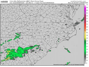 It's a rainy Monday around the region. However, most of the rain is going to be a morning thing, per the forecast radar simulation. After the rain tapers off this afternoon, there will be a big lull in the action before the next slug of showers (thundershowers?) arrive for Tuesday afternoon and night. | RaysWeather.Com