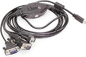 Gearmo 4 Port USB Type-C to Serial Adapter with Per Port LED RX/TX