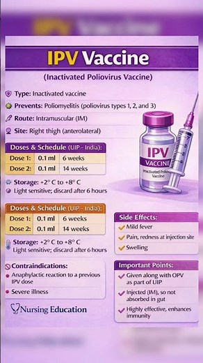 IPV vaccine , doses , storage , contraindications | bsc nursing #ipv #poliovaccine #poliovaccin