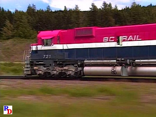 BCR # 721 north, from ground and pacing on the Prince George Sub. From the Pentrex program "BC Rail Collection" https://rfd.video/BCRAIL | Railfan Depot