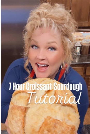 Sometimes you need a quick loaf of sourdough! And yes, you can croissant it😜 130 grams or 3/4 cup active starter 360 grams or 1 1/2 cups filtered water 15 grams or 2 tsps salt 520 grams or 3 1/4 cups unbleached flour (I prefer King Arthur brand bread flour) 1 stick or 1/2 cup shredded salted butter Mix water, starter and salt. Add flour and mix until combined. Cover and let proof for 30 minutes. Shred butter and poke it in the freezer. Do 3 sets of stretch and folds, 30 minutes apart. On the se