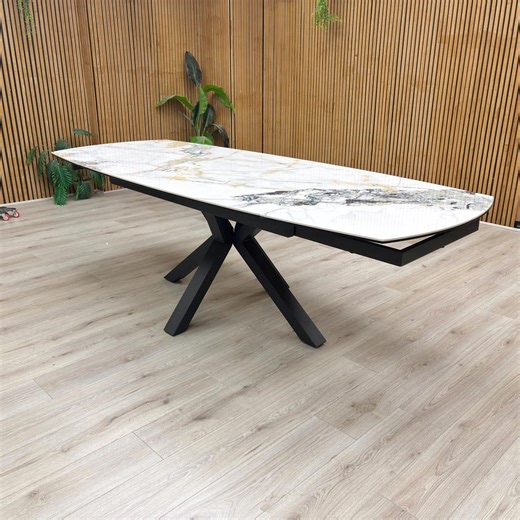 Furniture Village 'jose' Calcutta Marble Ceramic Top 160cm Swivel Extending Dining Table - Etsy