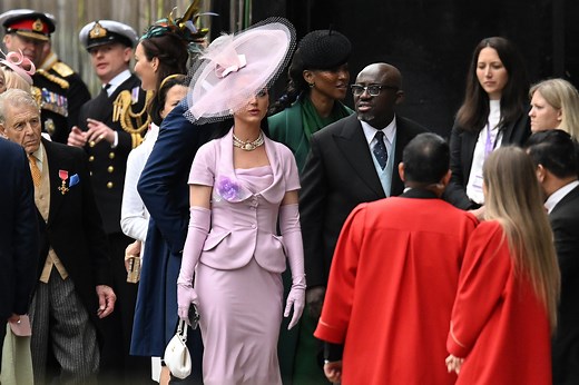 Katy Perry Wore a Giant Lilac Hat, Dress, and Opera Gloves to King Charles' Coronation