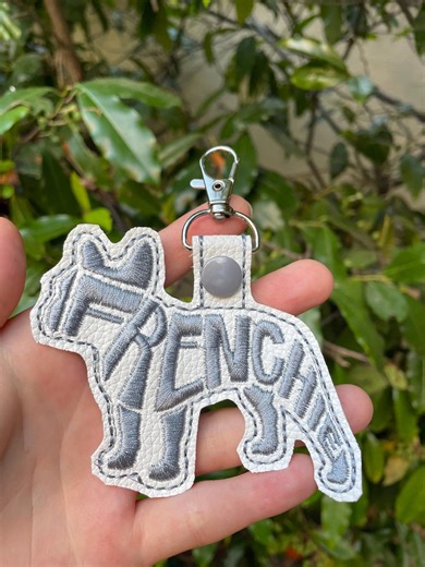 French Bulldog Keychain (Custom Color) / Dog Breed Keychain / Embroidered