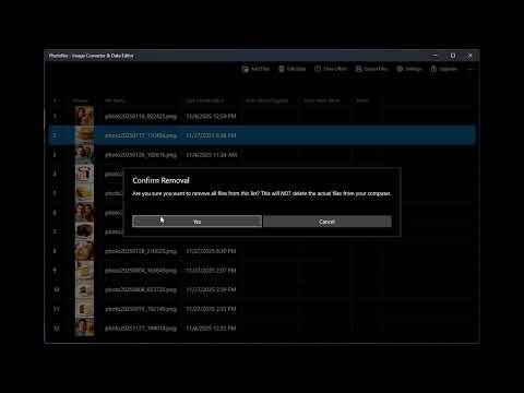 How to remove all photos and videos from PhotoRex file list
