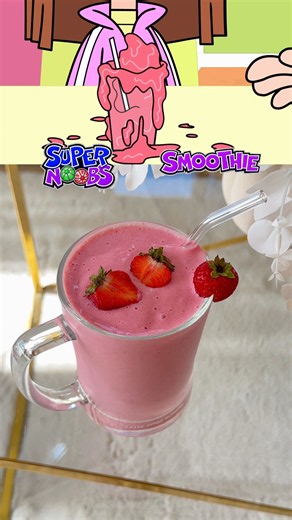 How to make Strawberry smoothie from Superrnoobs 🥛🍓 #animationfood #cartoonfood #strawberry