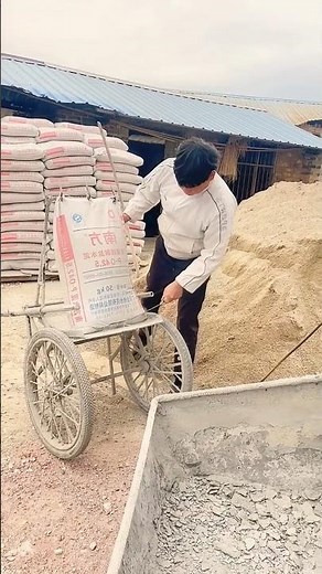 Simple technique of cement bag transport and mixing